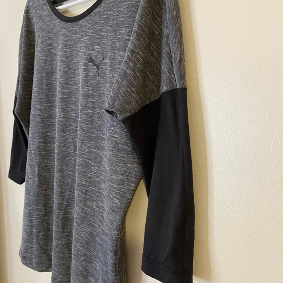 Puma Gray Raglan 3/4 Sleeve Sporty top  open back oversized - Picture 2 of 5